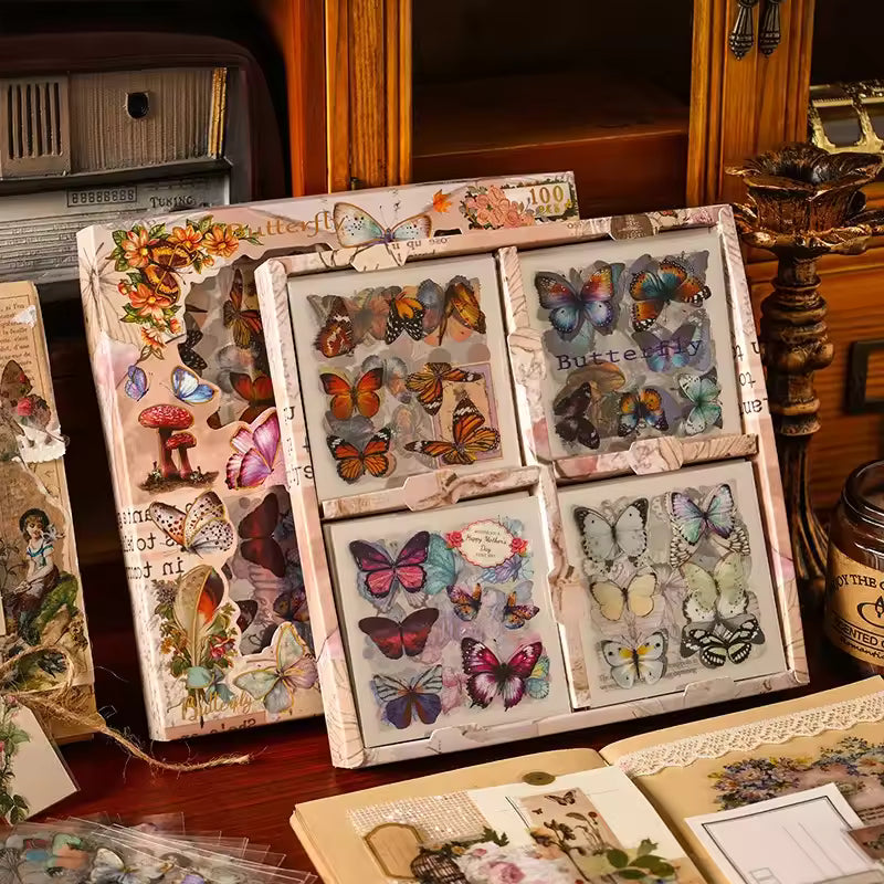 Vintage 100 Pcs Sticker Box