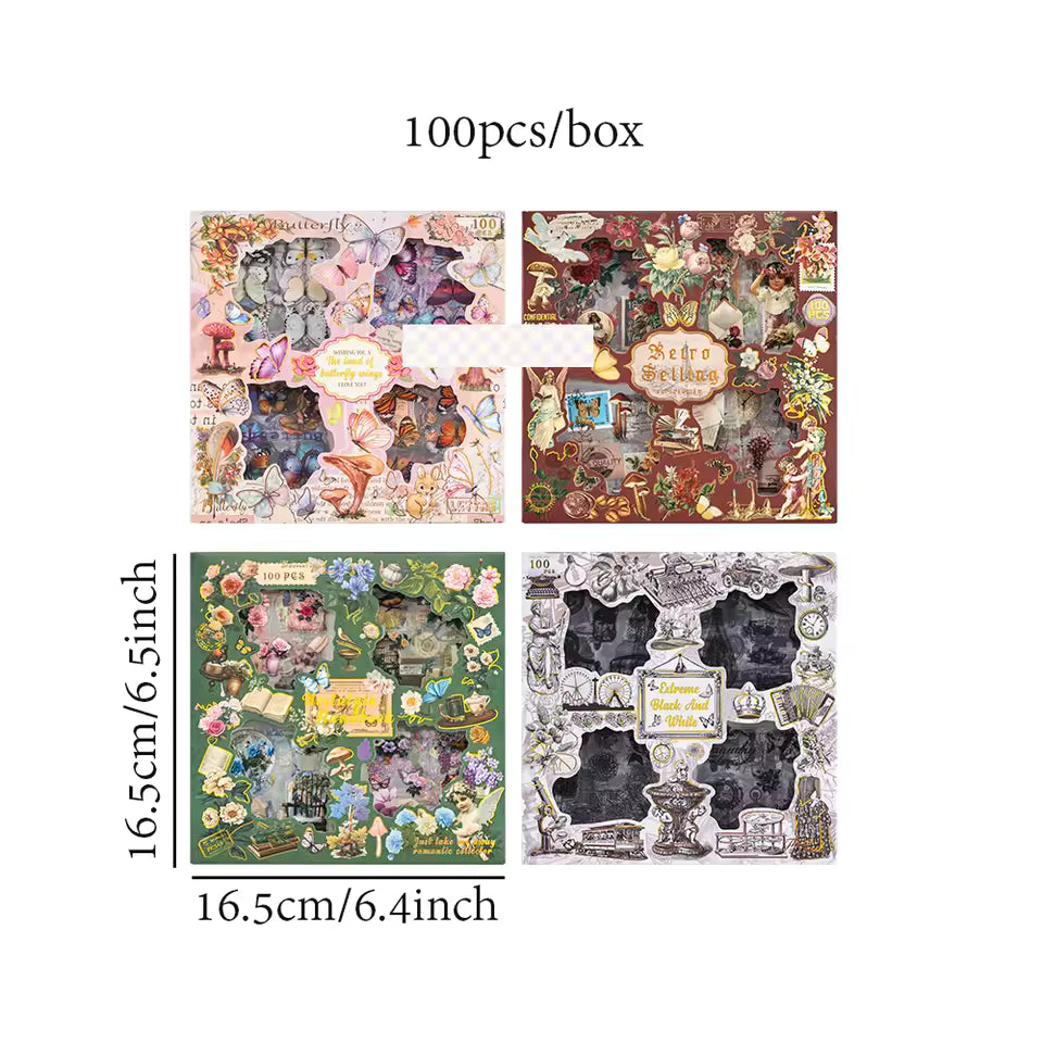 Vintage 100 Pcs Sticker Box