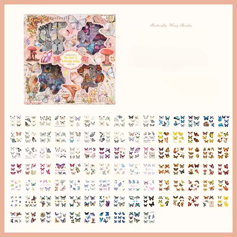 Vintage 100 Pcs Sticker Box