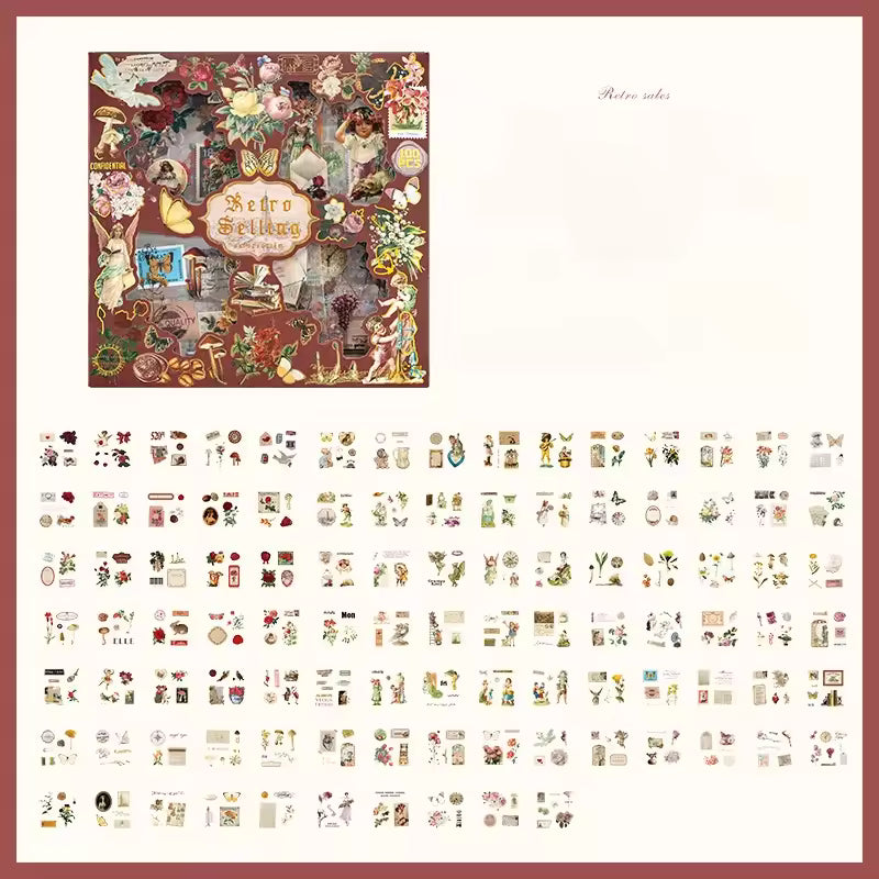 Vintage 100 Pcs Sticker Box