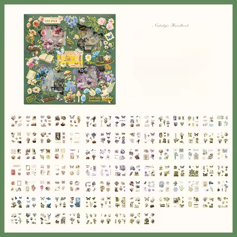 Vintage 100 Pcs Sticker Box