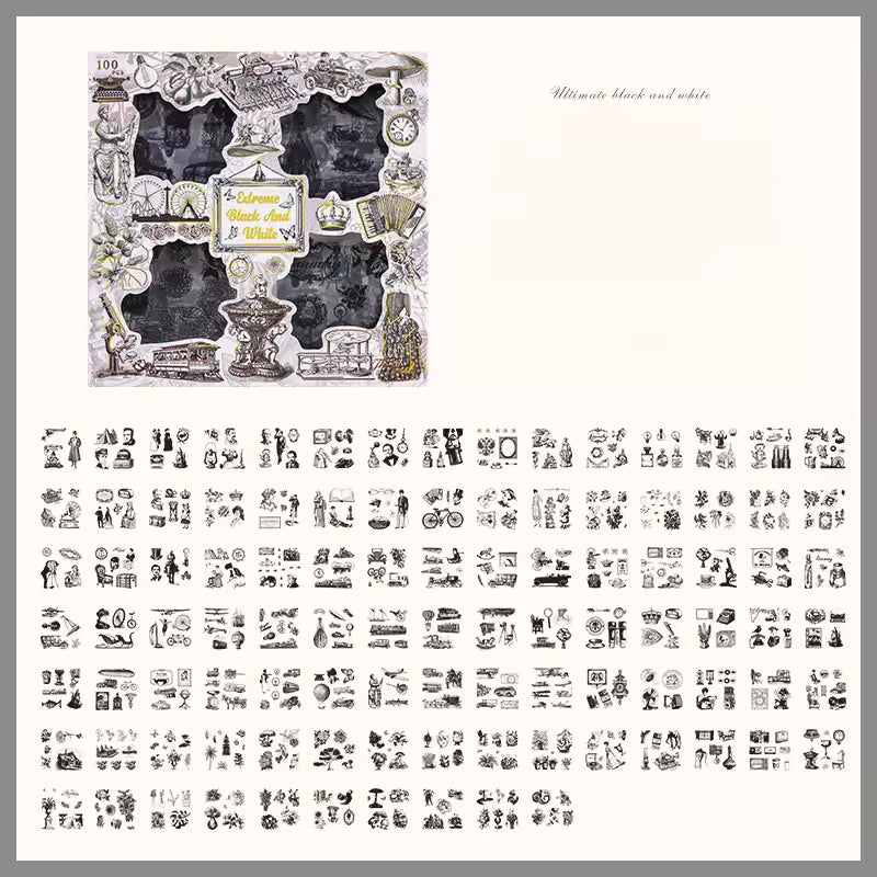 Vintage 100 Pcs Sticker Box