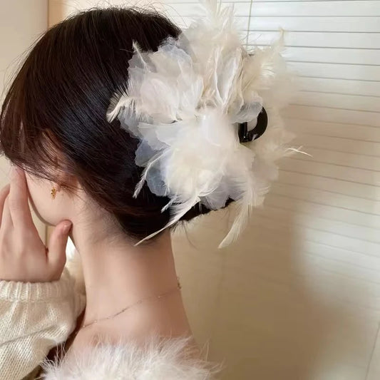 Korean feather hair claw clip