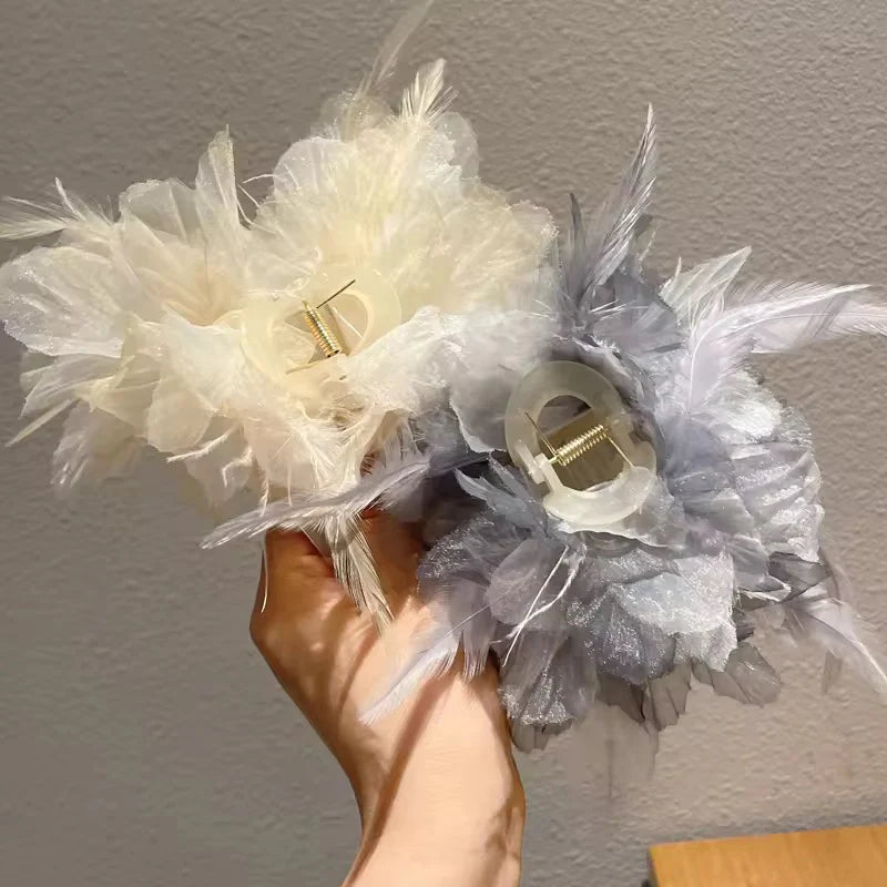Korean feather hair claw clip