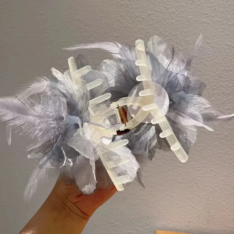 Korean feather hair claw clip