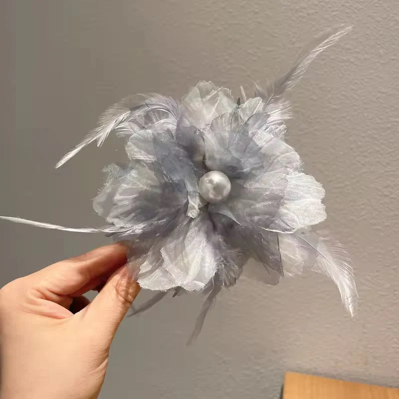 Korean feather hair claw clip