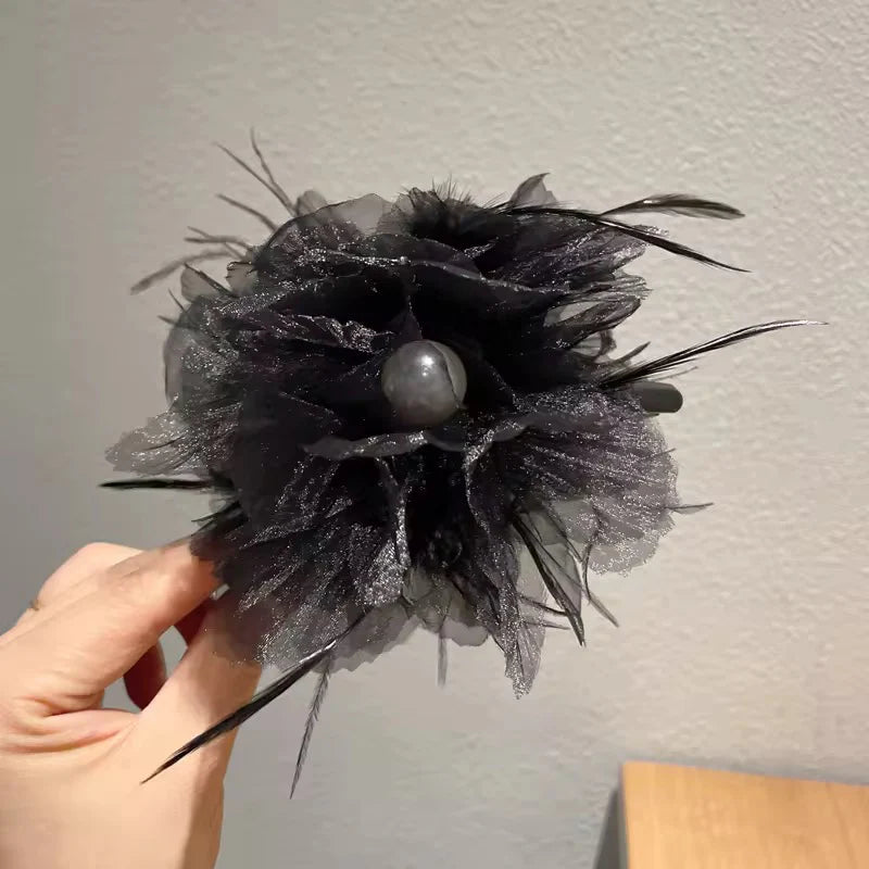 Korean feather hair claw clip