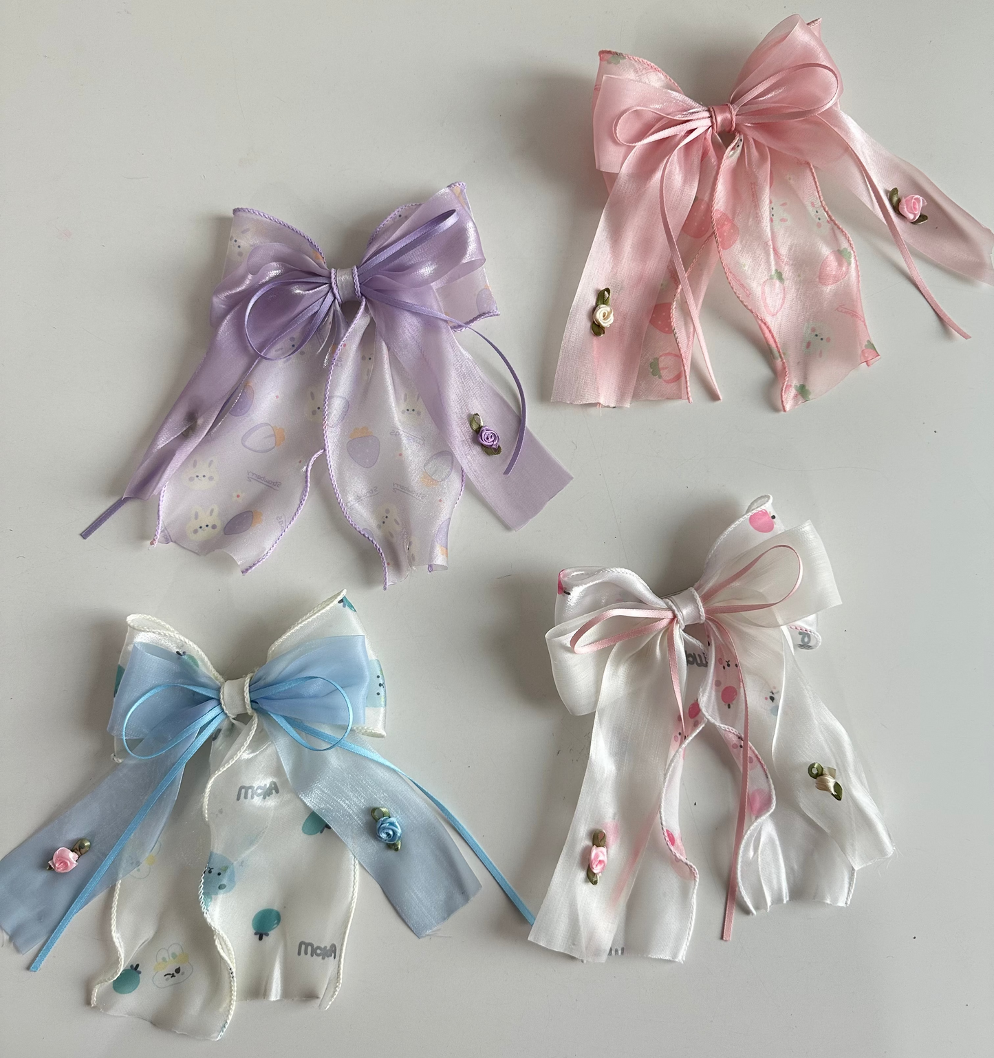 Kawaii Rose Dual Bow Hair Bow Pin