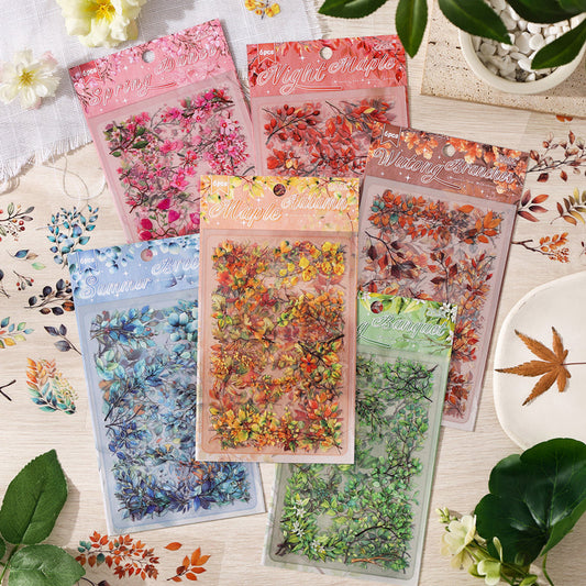 Vintage Leaves Sticker Sheet - 6 Pcs