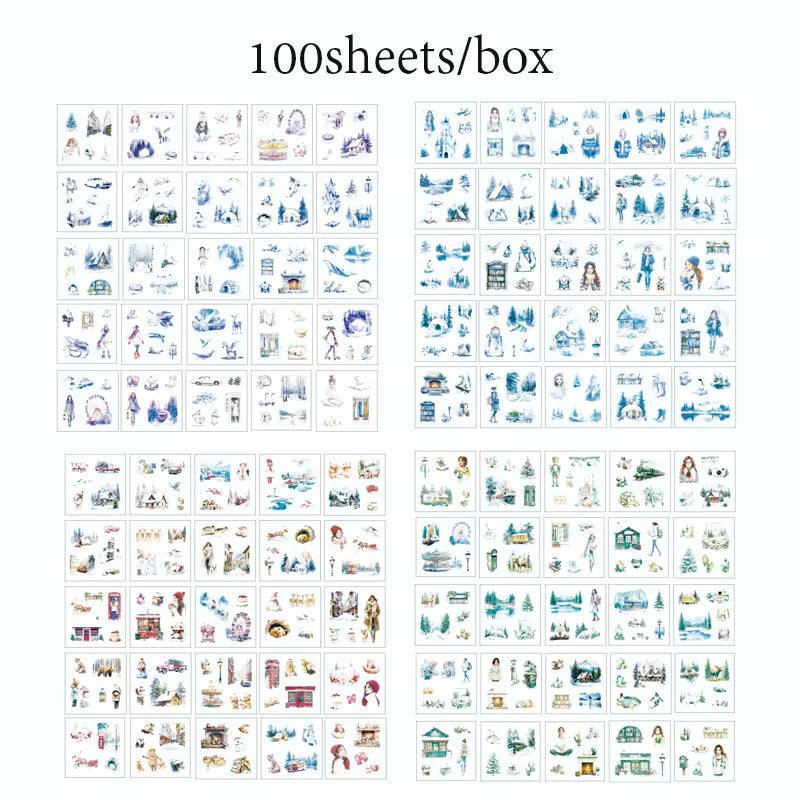 Vintage Girl Sticker Box-100 Pcs