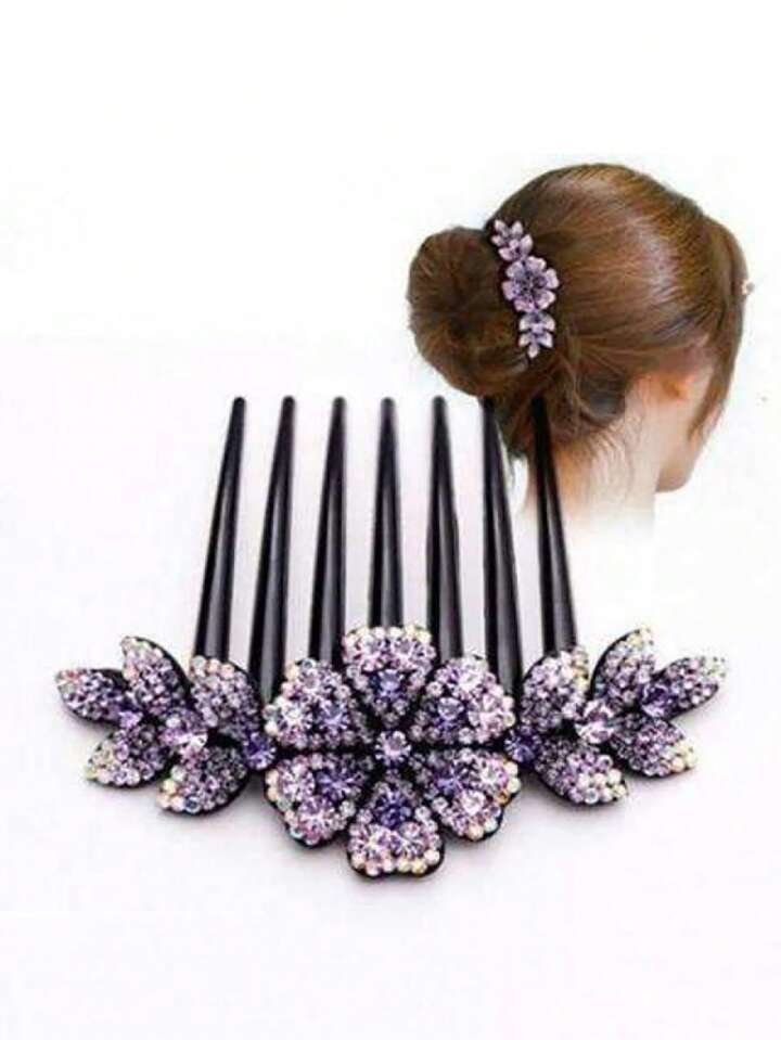 Flower Hair Side Comb Bun Clip