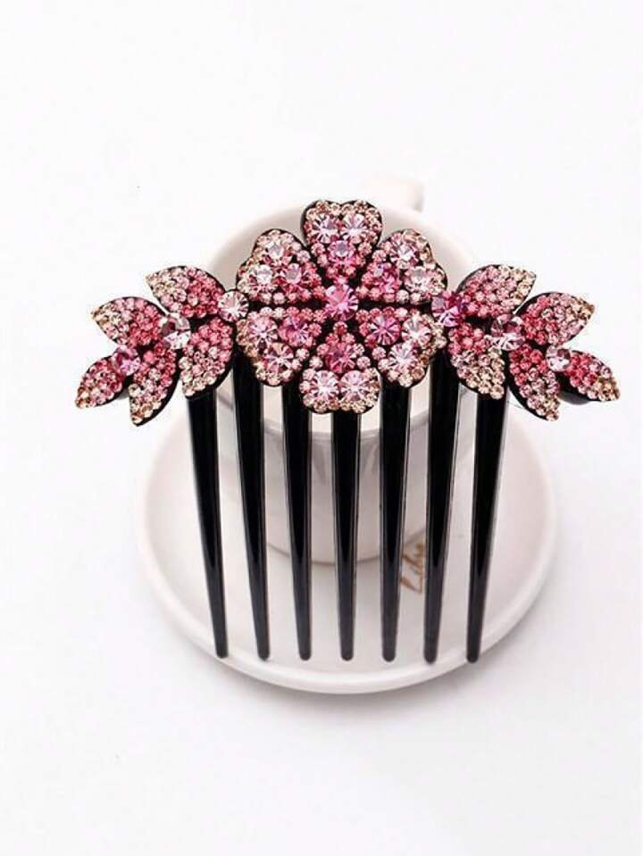 Flower Hair Side Comb Bun Clip