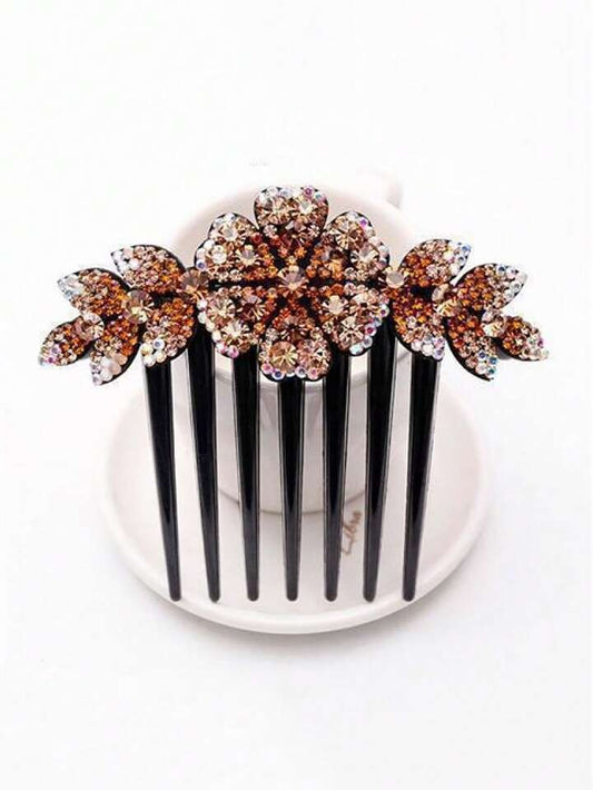 Flower Hair Side Comb Bun Clip