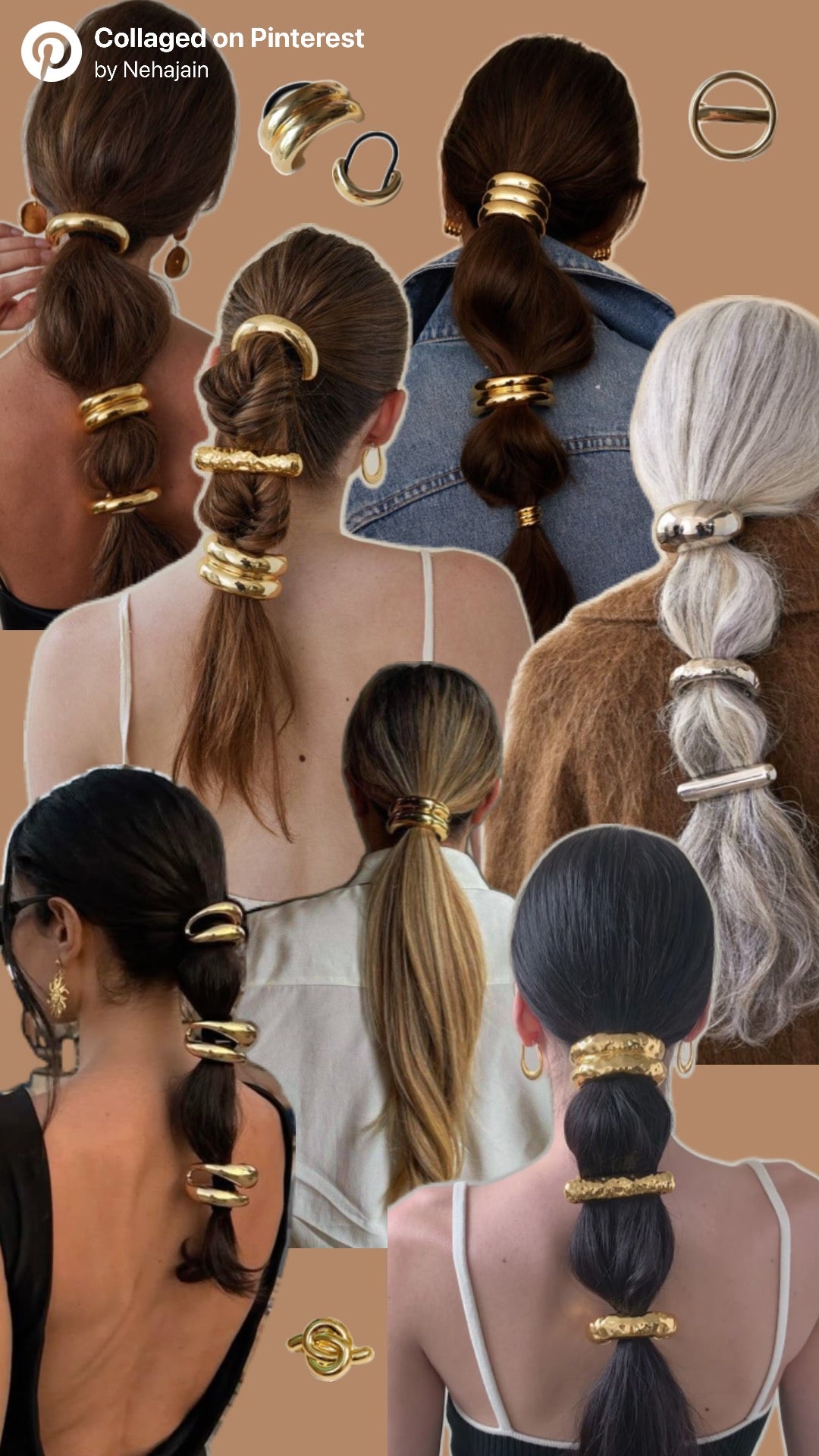 Pony metal hair cuff rubber bands