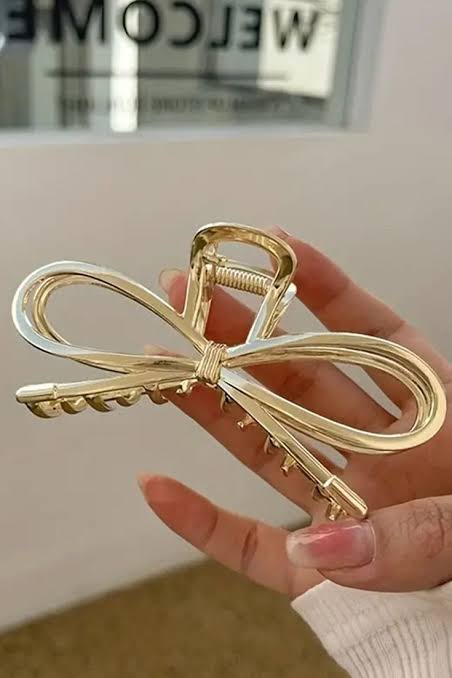 Bow korean metal hair claw clutch