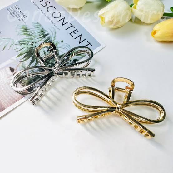Bow korean metal hair claw clutch