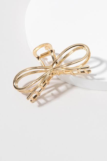 Bow korean metal hair claw clutch