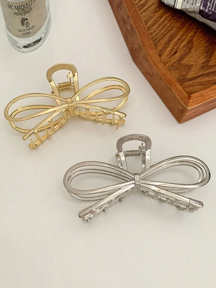 Bow korean metal hair claw clutch
