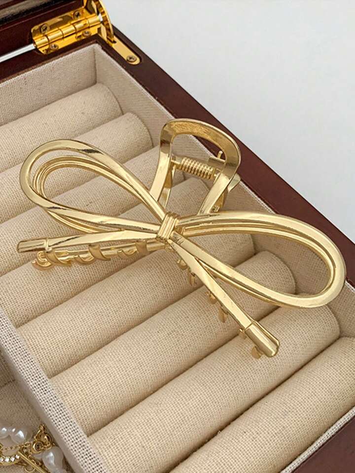 Bow korean metal hair claw clutch