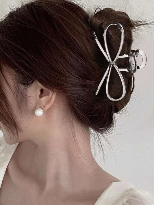 Bow korean metal hair claw clutch