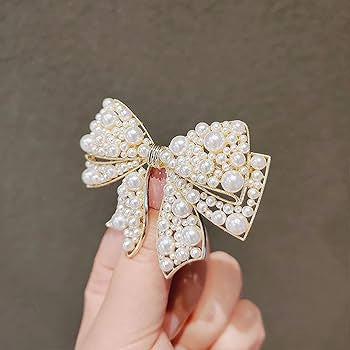 Pearl bow metal hair pin