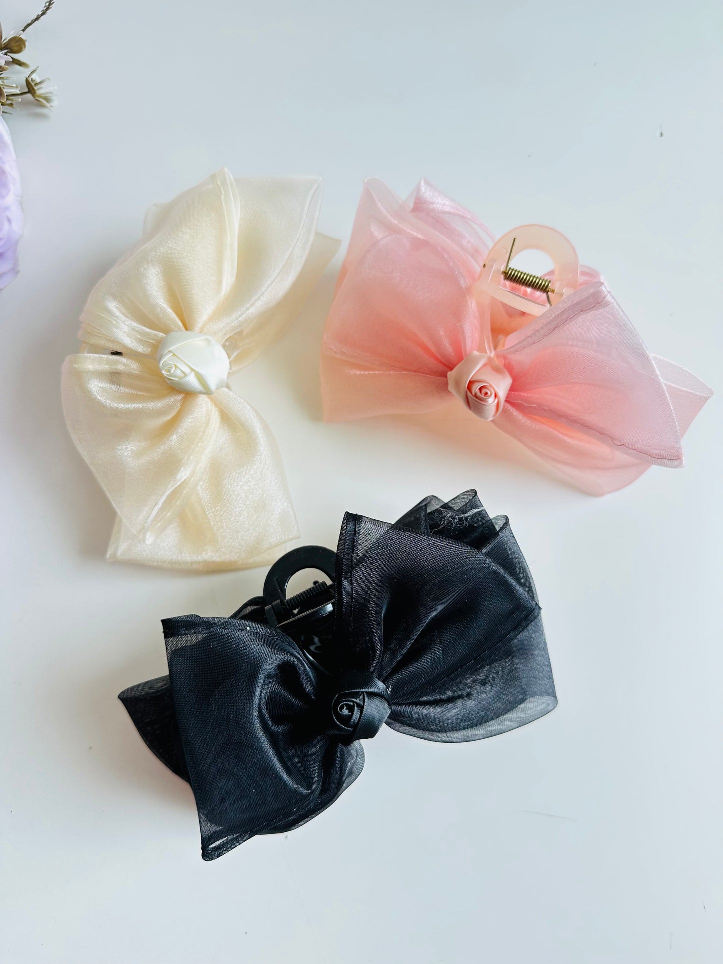 Jumbo satin bow hair claw clutch
