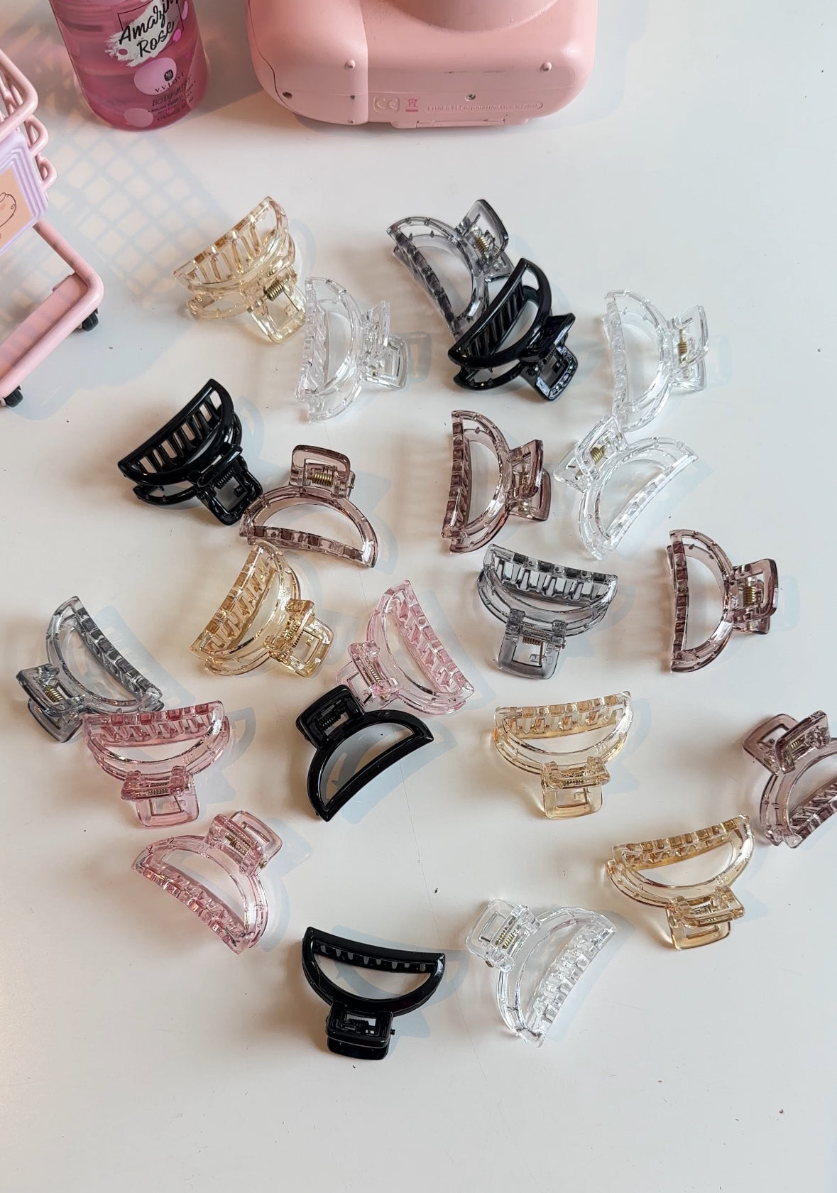 Mini transparent korean hair claw clips