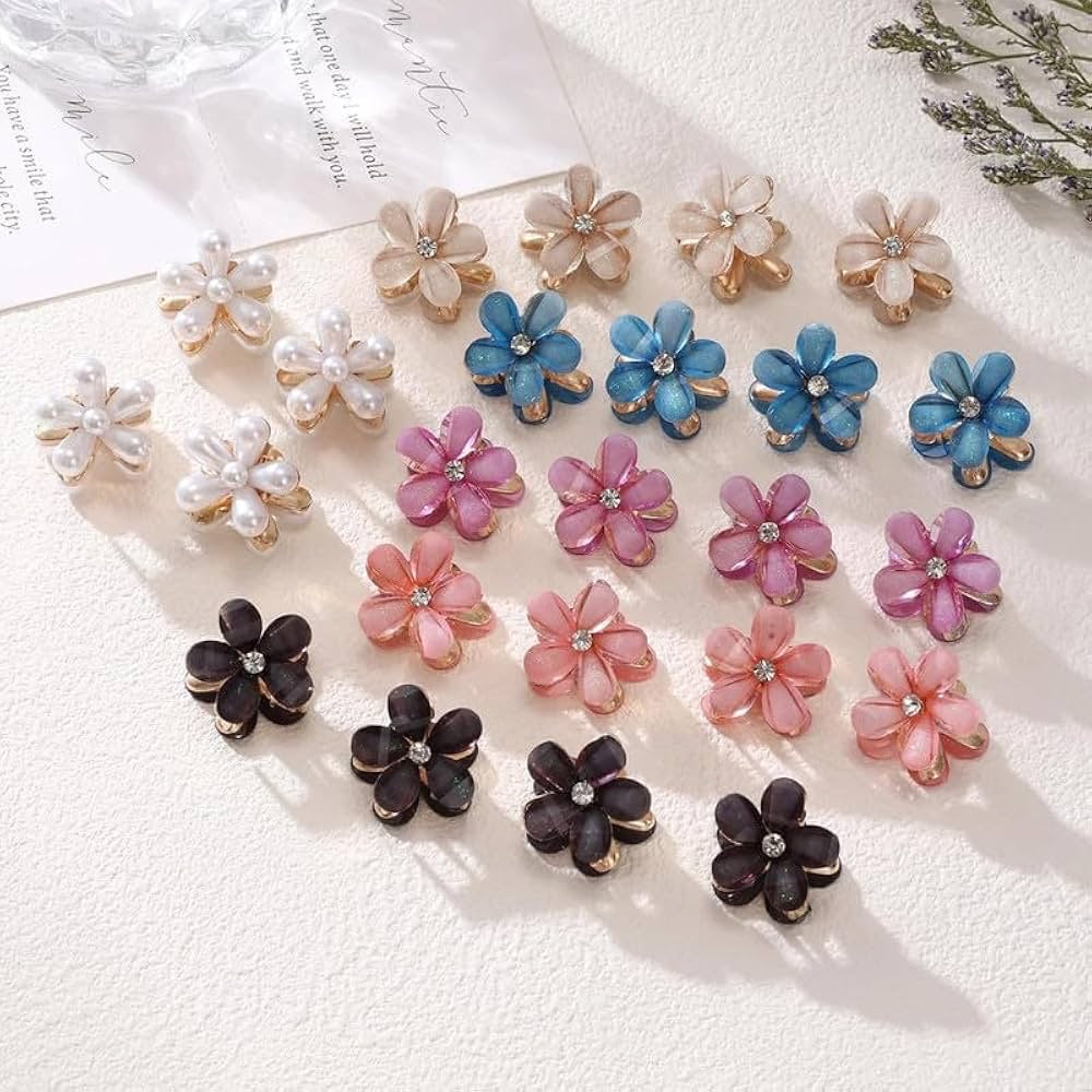 Mini korean flower hair clip - pair 2 pieces