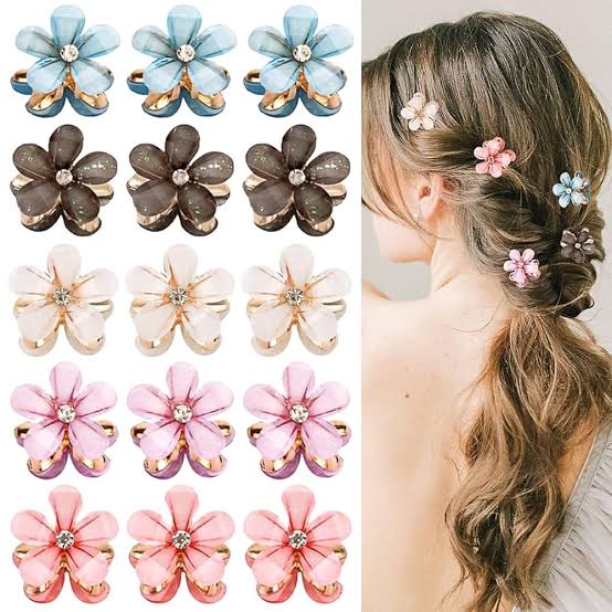 Mini korean flower hair clip - pair 2 pieces