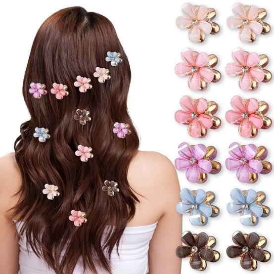 Mini korean flower hair clip - pair 2 pieces