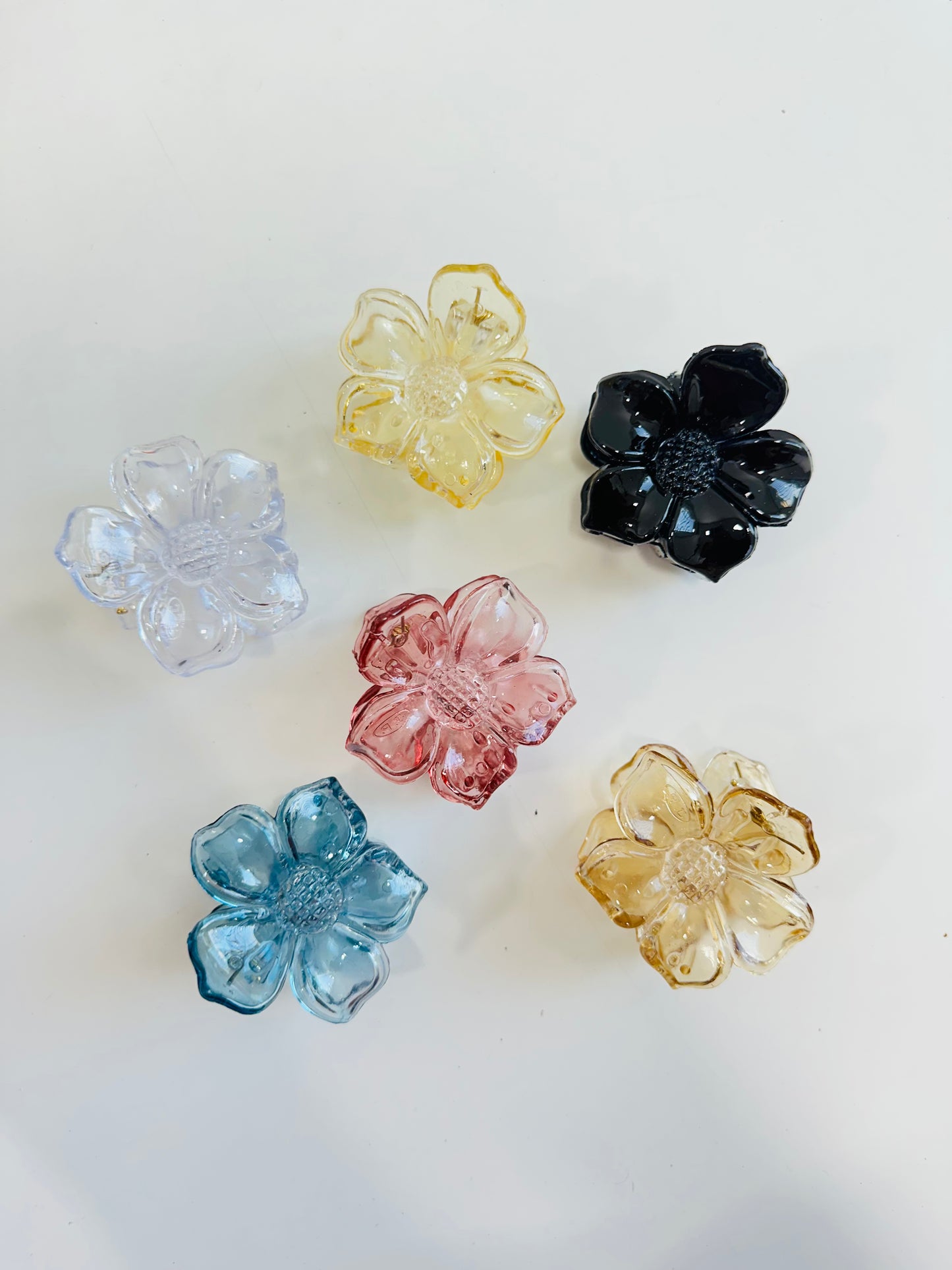 Korean flower Glass hair claw clip