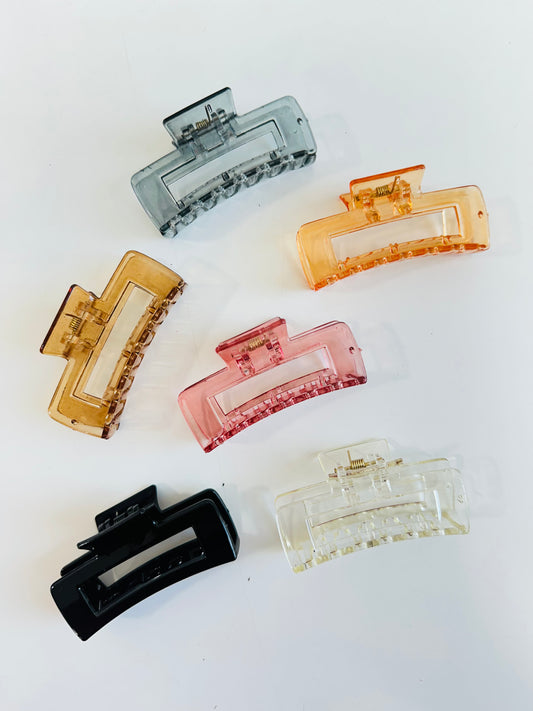 Transparent rectangle hair clutch
