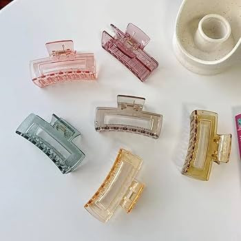 Transparent rectangle hair clutch
