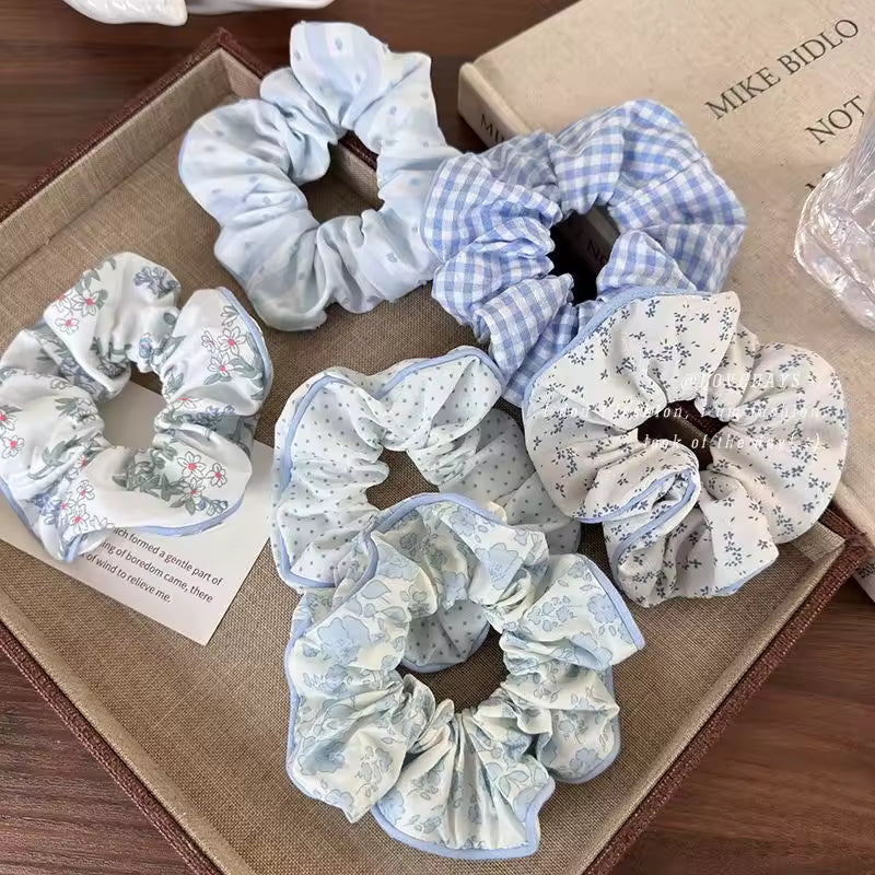 Blue bloom korean scrunchie