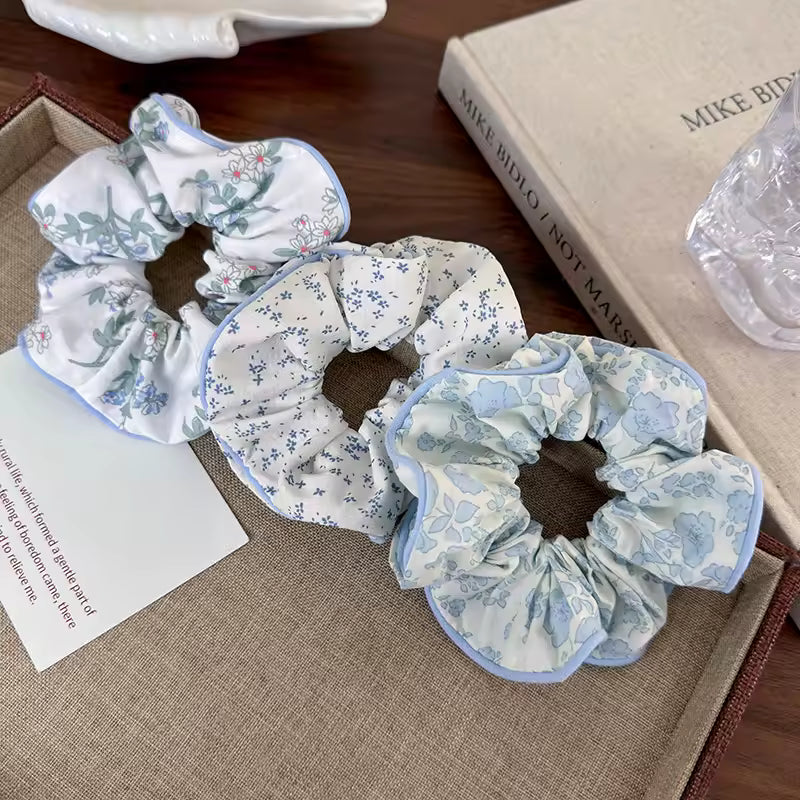 Blue bloom korean scrunchie