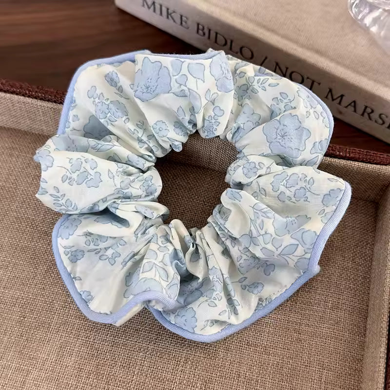 Blue bloom korean scrunchie