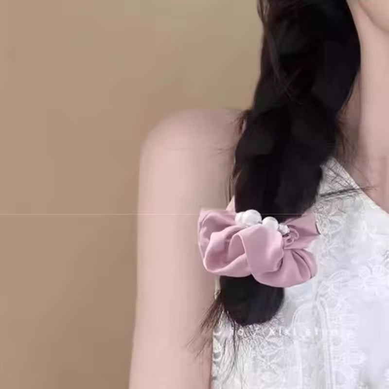 Satin pearl korean scrunchie