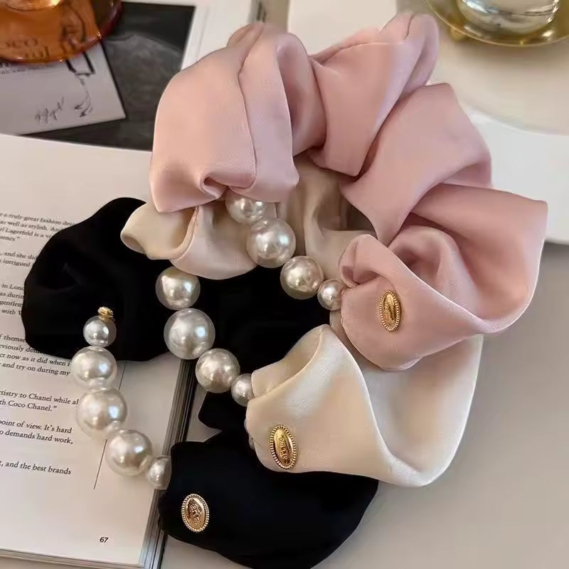Satin pearl korean scrunchie