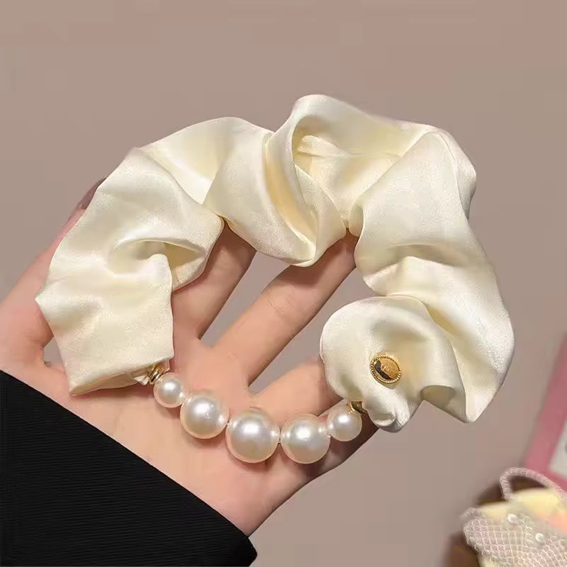 Satin pearl korean scrunchie