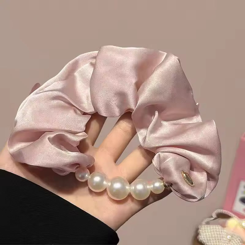Satin pearl korean scrunchie