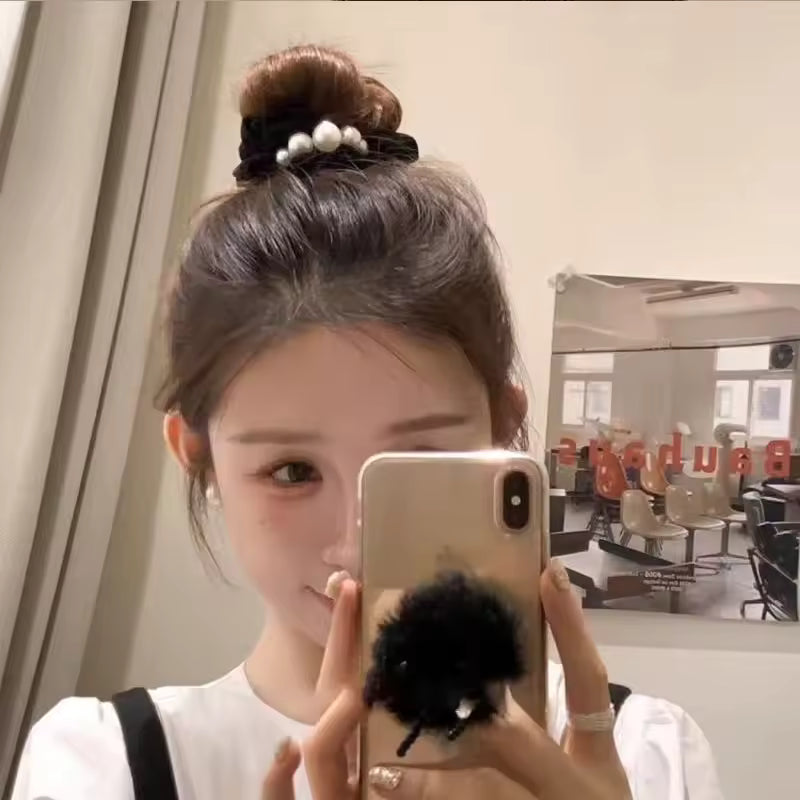 Satin pearl korean scrunchie