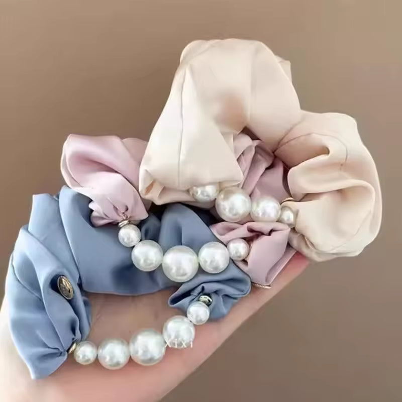 Satin pearl korean scrunchie