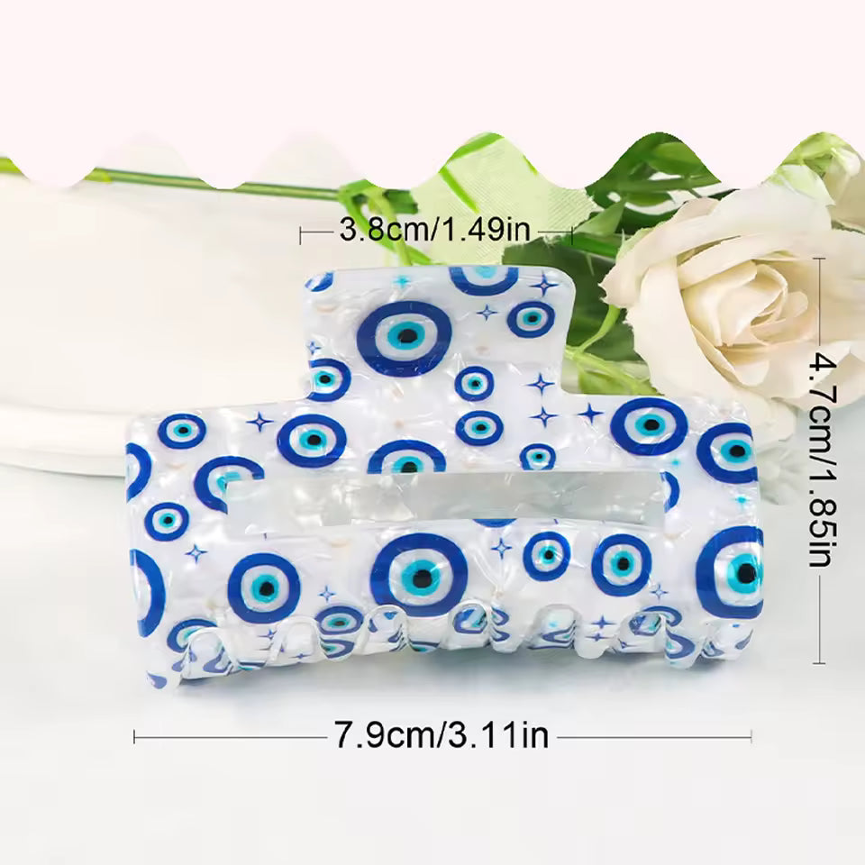Evil eye rectangle hair claw clip