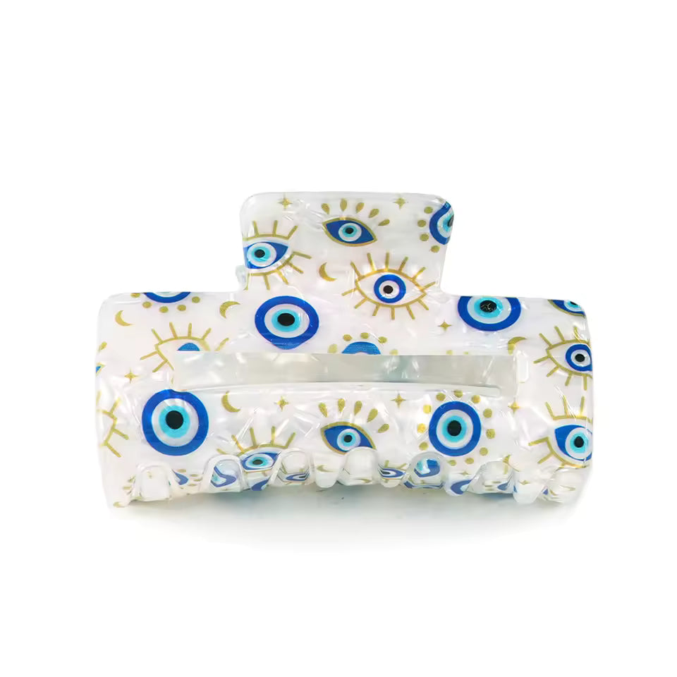 Evil eye rectangle hair claw clip
