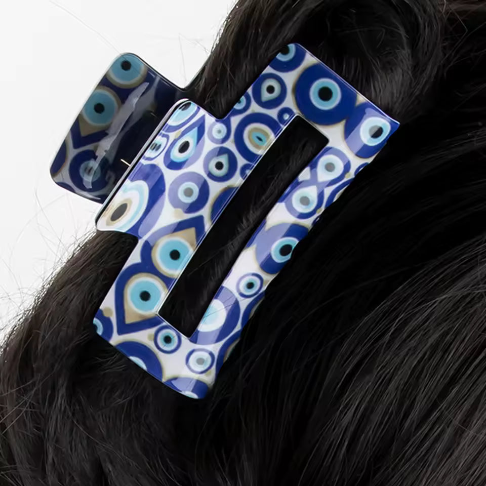 Evil eye rectangle hair claw clip