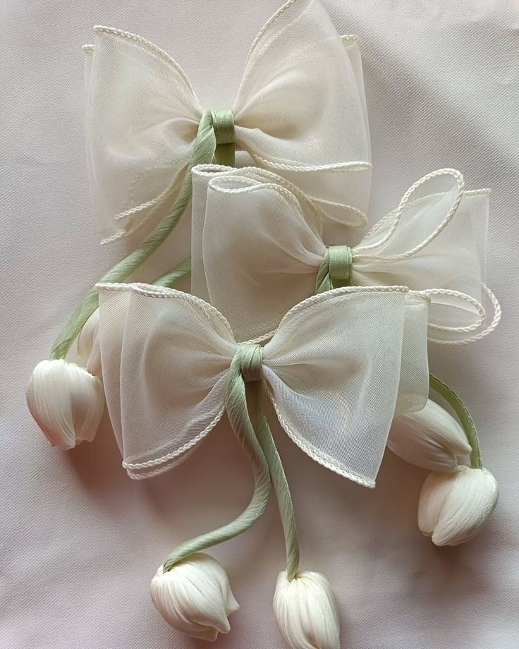 Organza korean Tulip bow hair pin
