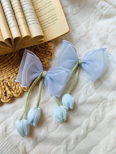 Organza korean Tulip bow hair pin