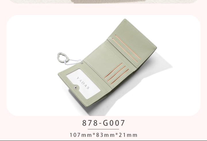 Cute Bear Charm Mini Tri Fold Korean Wallet
