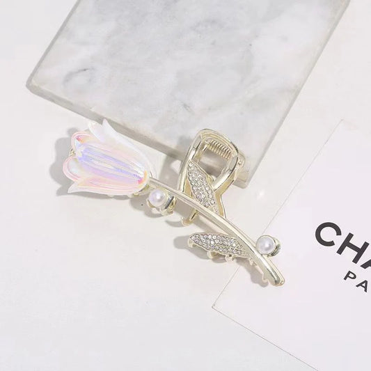 Tulip holo metal hair claw clip