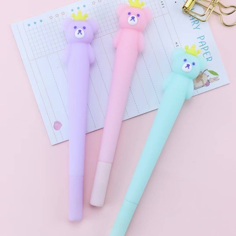 Fancy Bear Crown Silicon Black Gel Pen